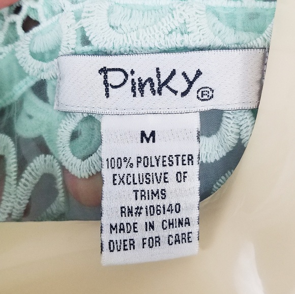 Pinky Mint Green Lace Sheer Collar Pleated Dress M - Picture 6 of 7